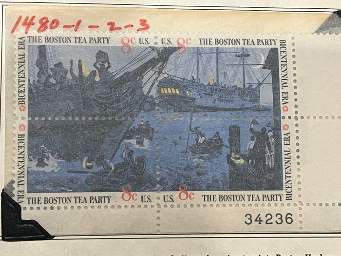 Boston Tea Party - Bicentennial Era - Plate Block