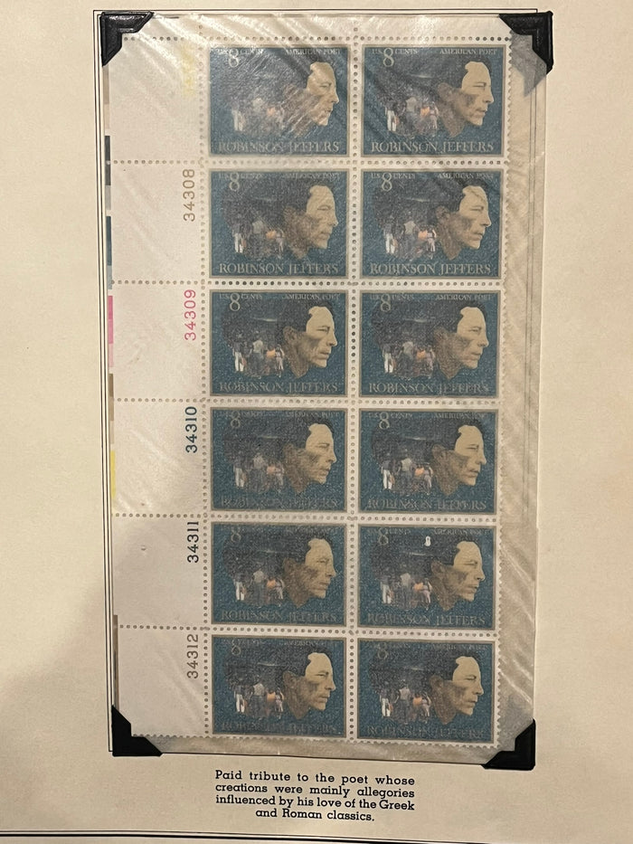 Robinson Jeffers Plate Block
