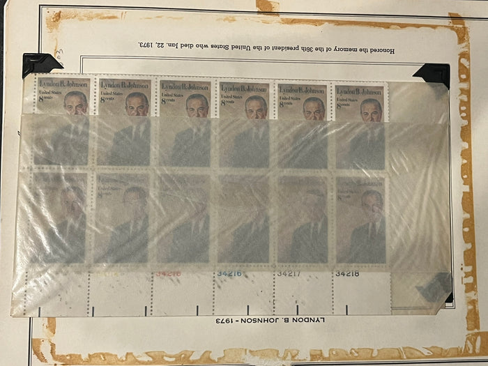 8c Lyndon B. Johnson Plate Block
