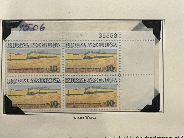 10c Rural America Winter Wheat Plate Block