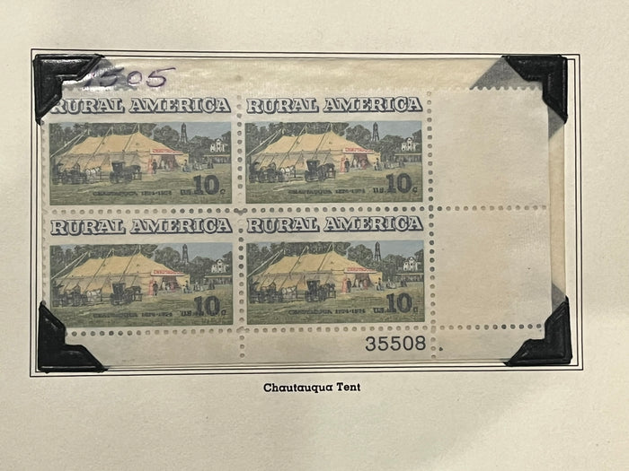 10c Rural America Chautauqua Tent Plate Block