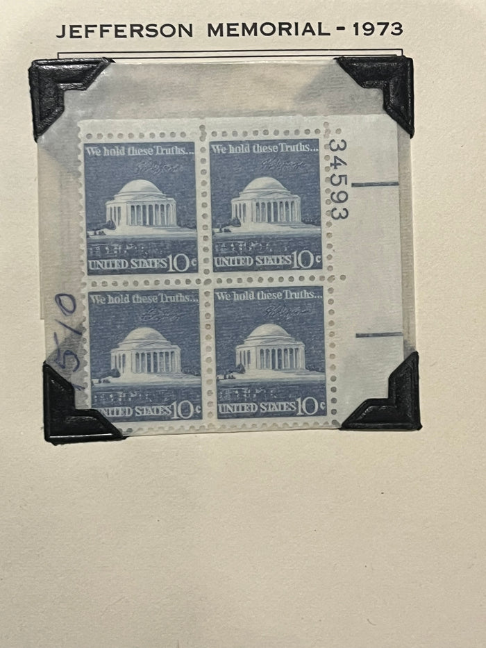 10c Jefferson Memorial Plate Block