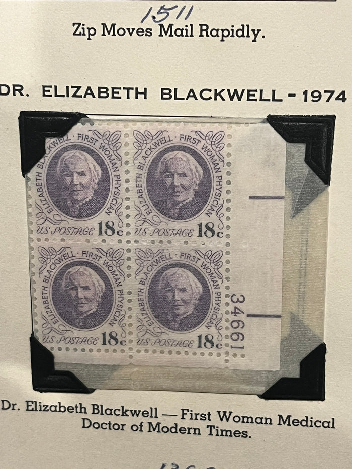 18c Dr. Elizabeth Blackwell Plate Block