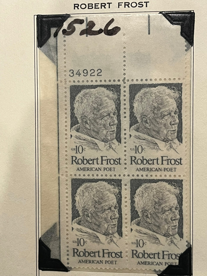 10c Robert Frost Plate Block