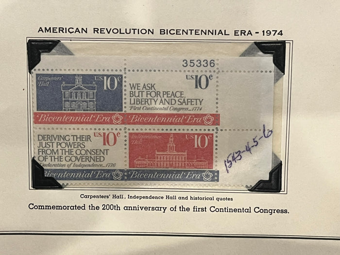 American Revolution Bicentennial Plate Block