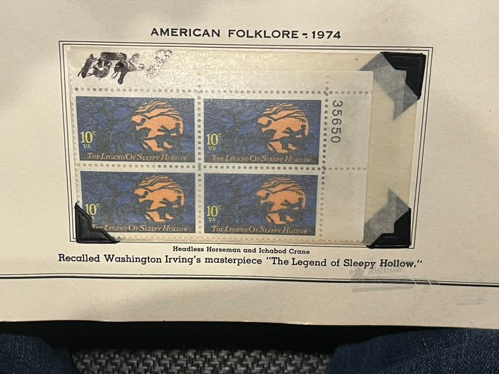 10c American Folklore Legend of Sleepy Hollow Plate Block