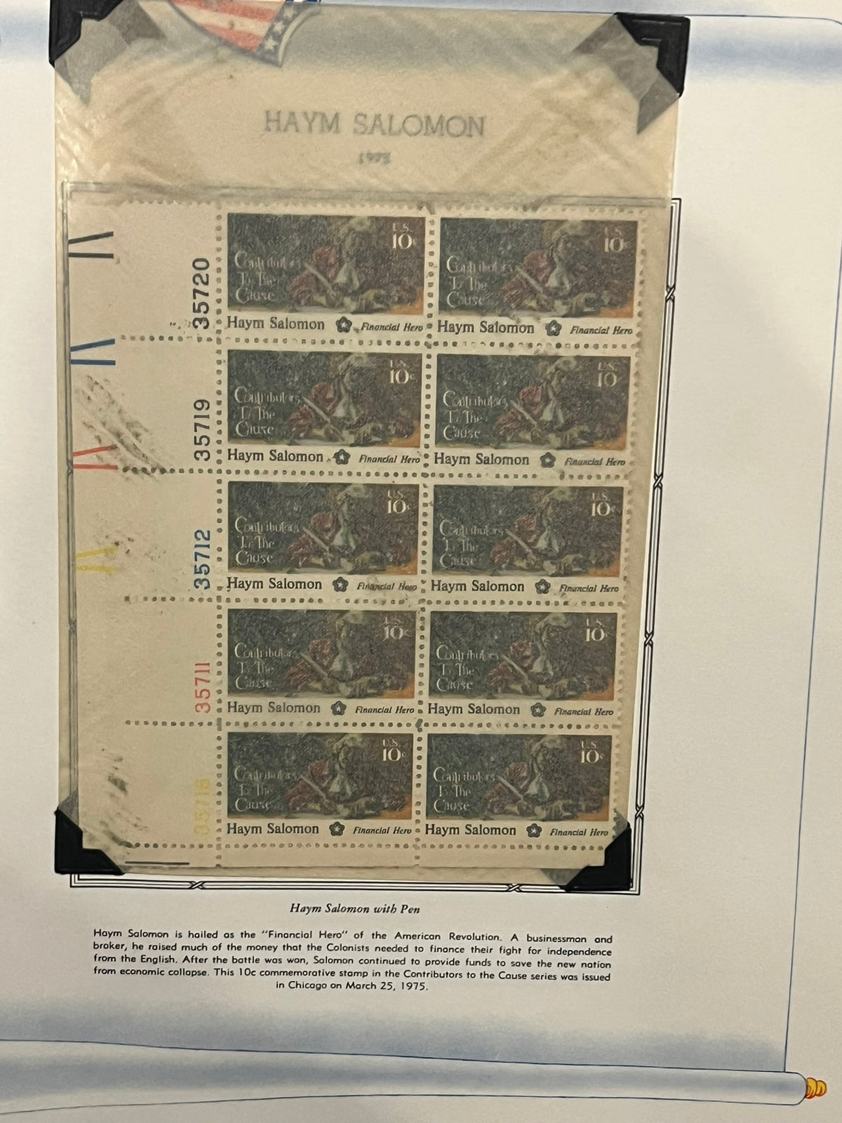 Haym Salomon Plate Block
