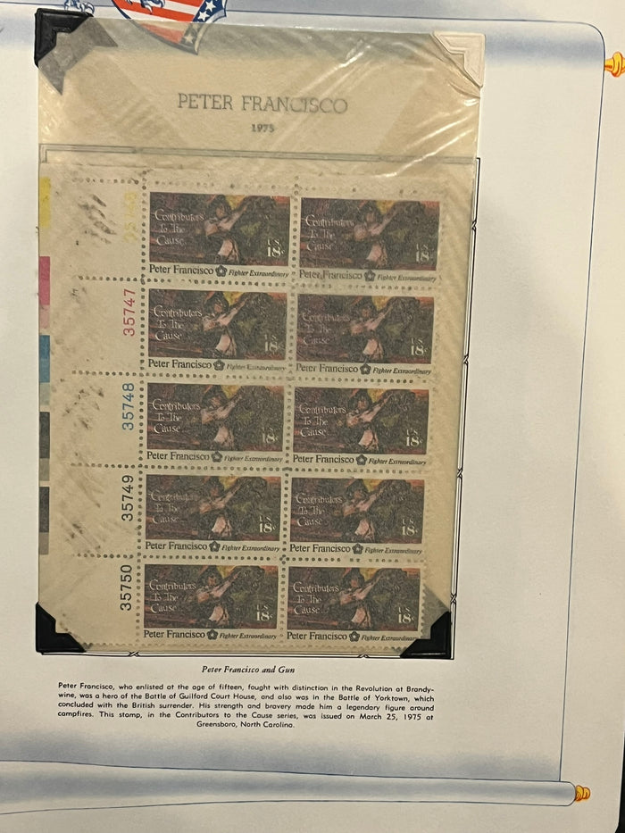 18c Peter Francisco Plate Block