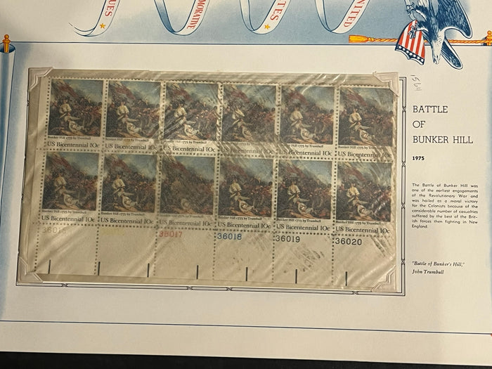8c Battle of Bunker Hill Plate Block