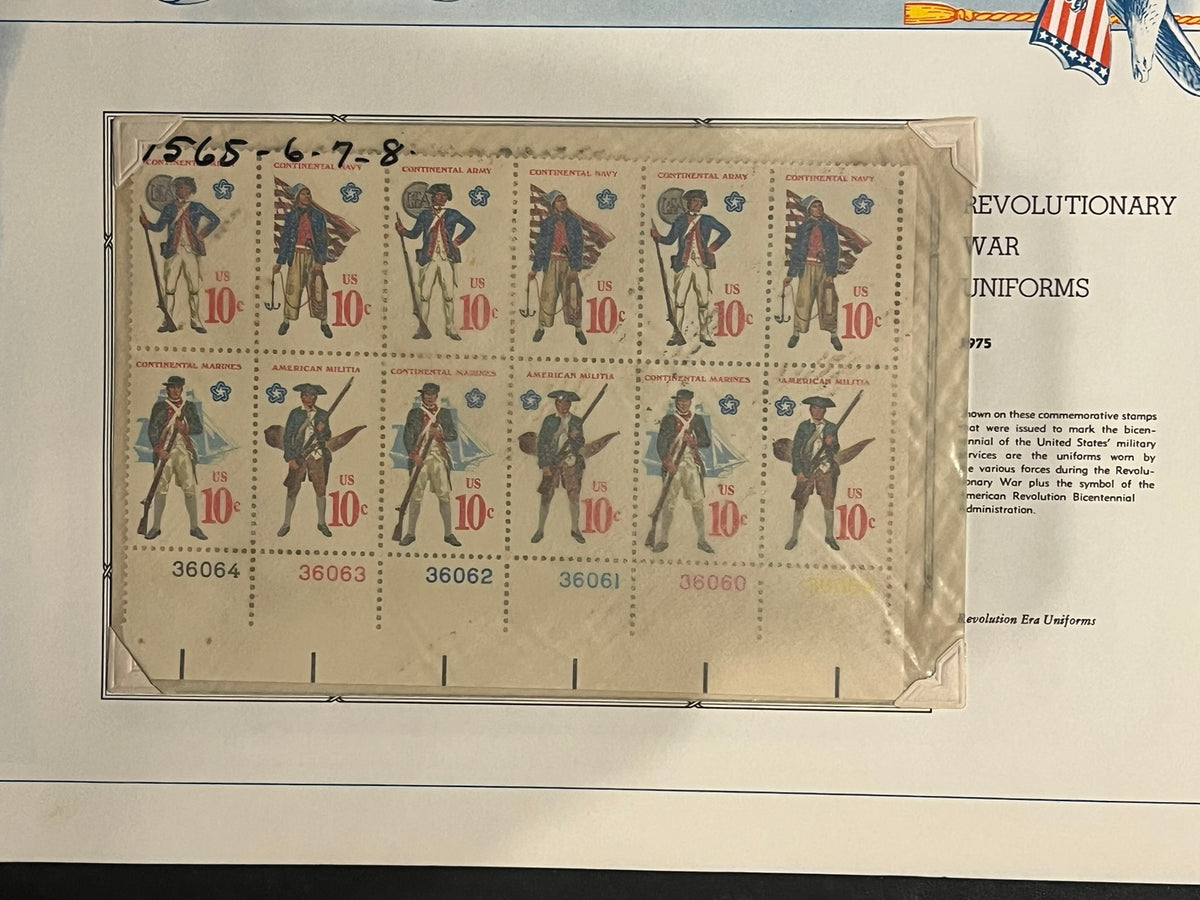 10c Revolutionary War Uniforms Plate Block