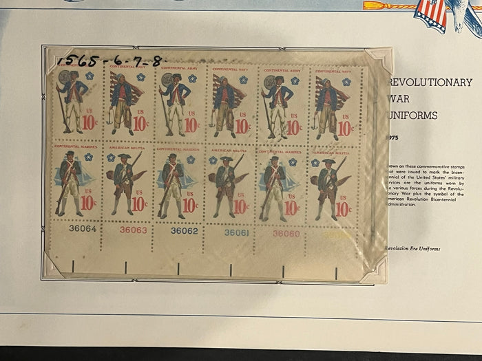 10c Revolutionary War Uniforms Plate Block