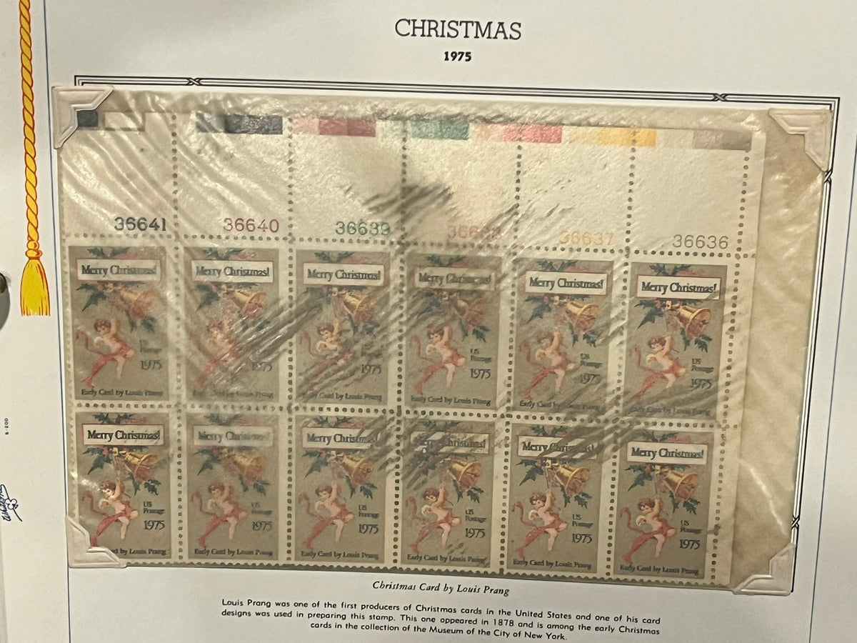 Christmas 1975 Early Card by Louis Prang Plate Block