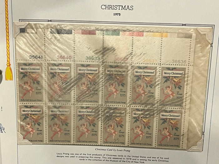 Christmas 1975 Early Card by Louis Prang Plate Block