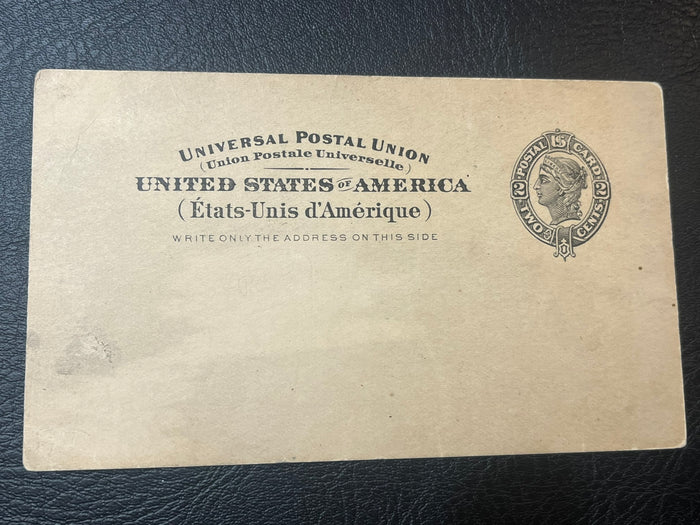 UX16  ADAMS 2C BLACK POSTAL CARD