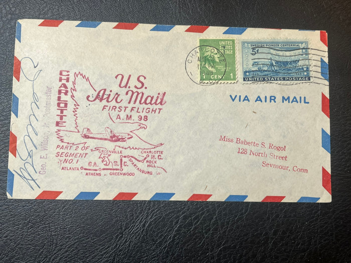 First Flight Atlanta - Charlotte  1948