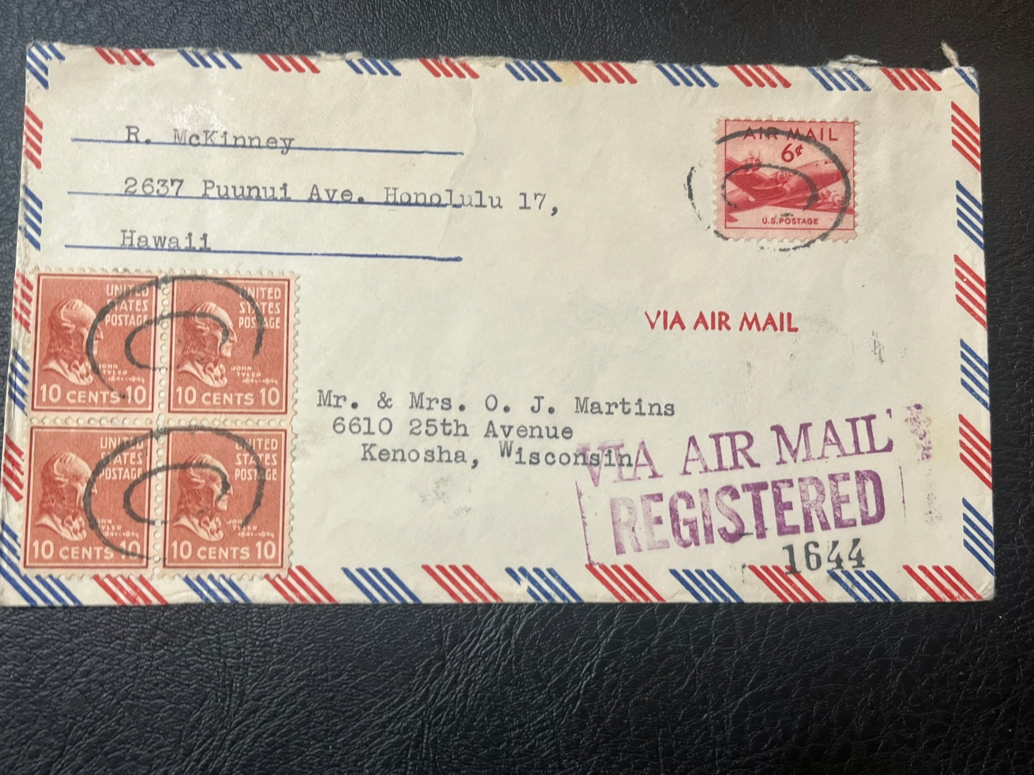 10c Tyler Registered Air Mail – History Bound