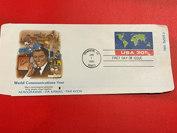 30c World Communications Year Air Mail FDC