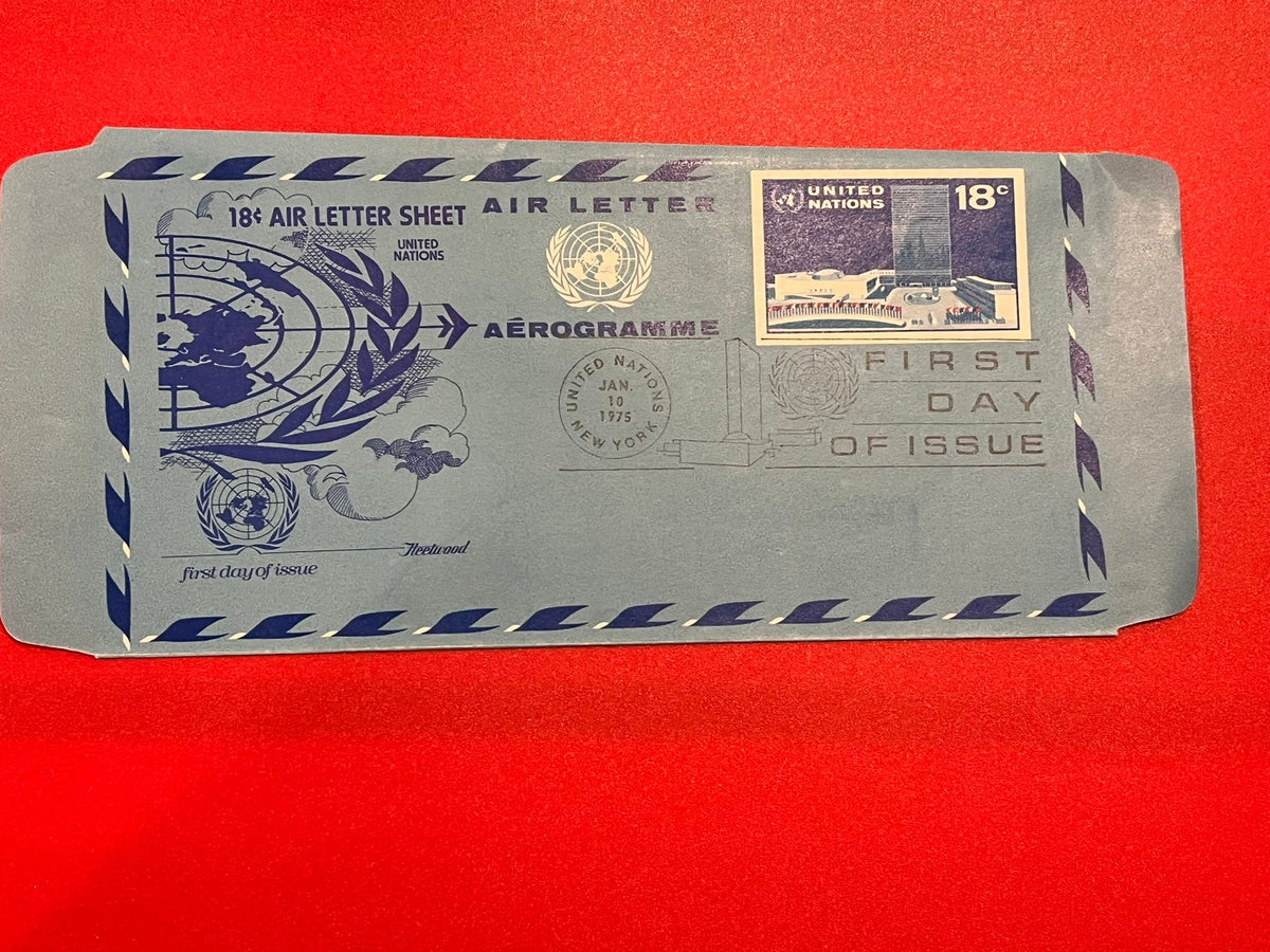 United Nations 18c Air Letter Sheet FDC