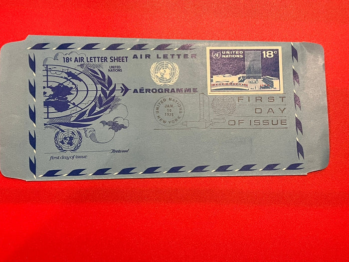 United Nations 18c Air Letter Sheet FDC