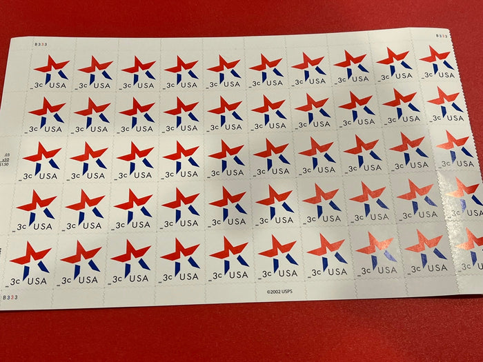 2002 3c Star -  Mint Sheet